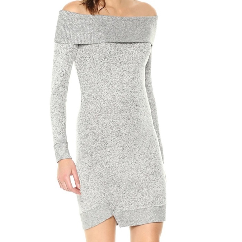 William Rast Off the Shoulder Sweater Dress Heather Gray, Size XL